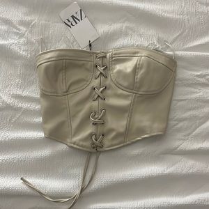 Zara Lace Up Faux Leather Corset Top